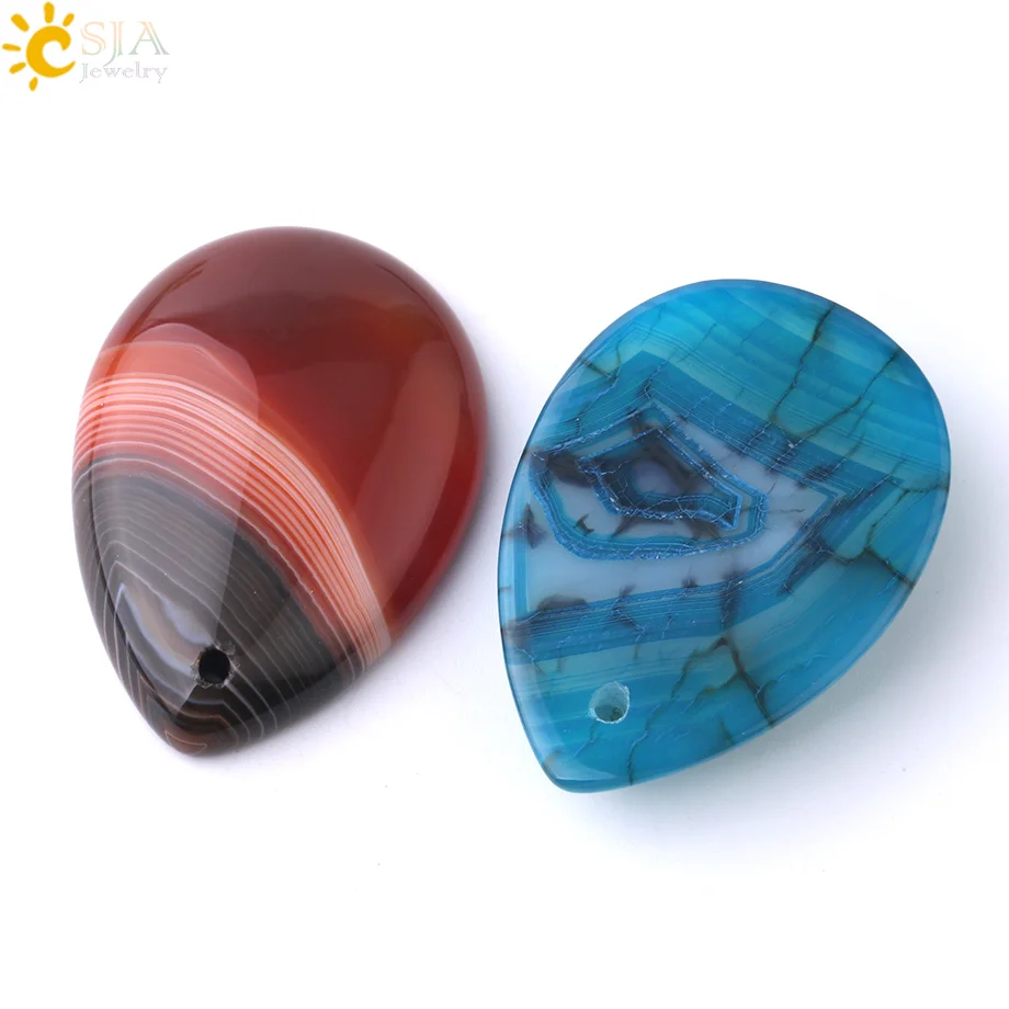 CSJA натуральные полоски агата подвеска в форме капли воды плоские бусины с