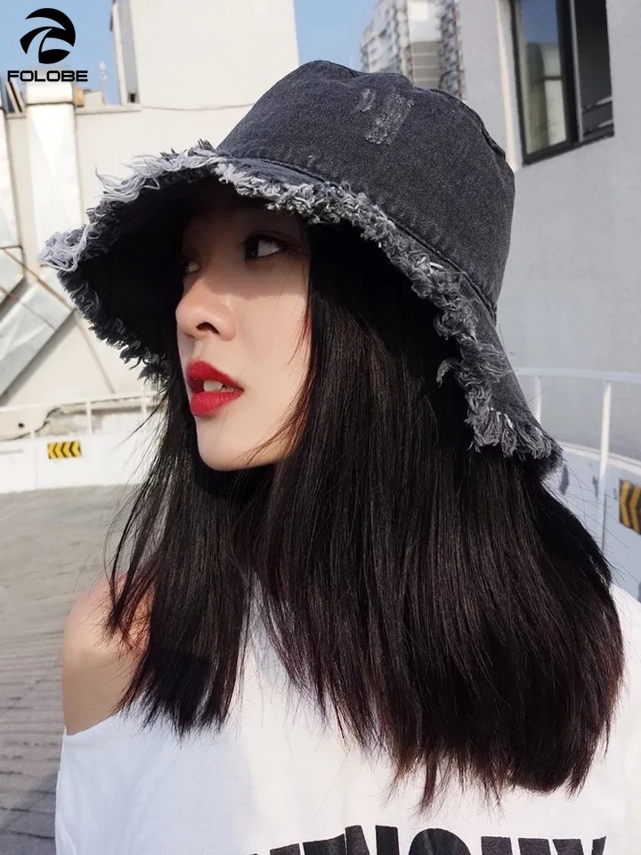 Джинсовая Шляпа ведро для женщин на весну и лето в рыбацком стиле панамские кепки