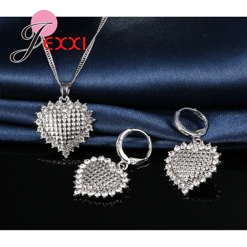 Комплект из колье и серёг серебра 925 пробы с фианитом|jewelry sets|bijoux setbijoux |