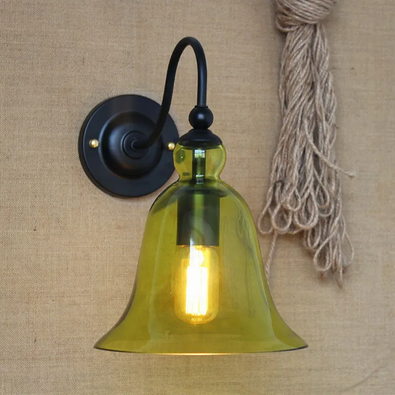 Винтажные Настенные светильники 4 цветов лампы из голубого стекла для спальни