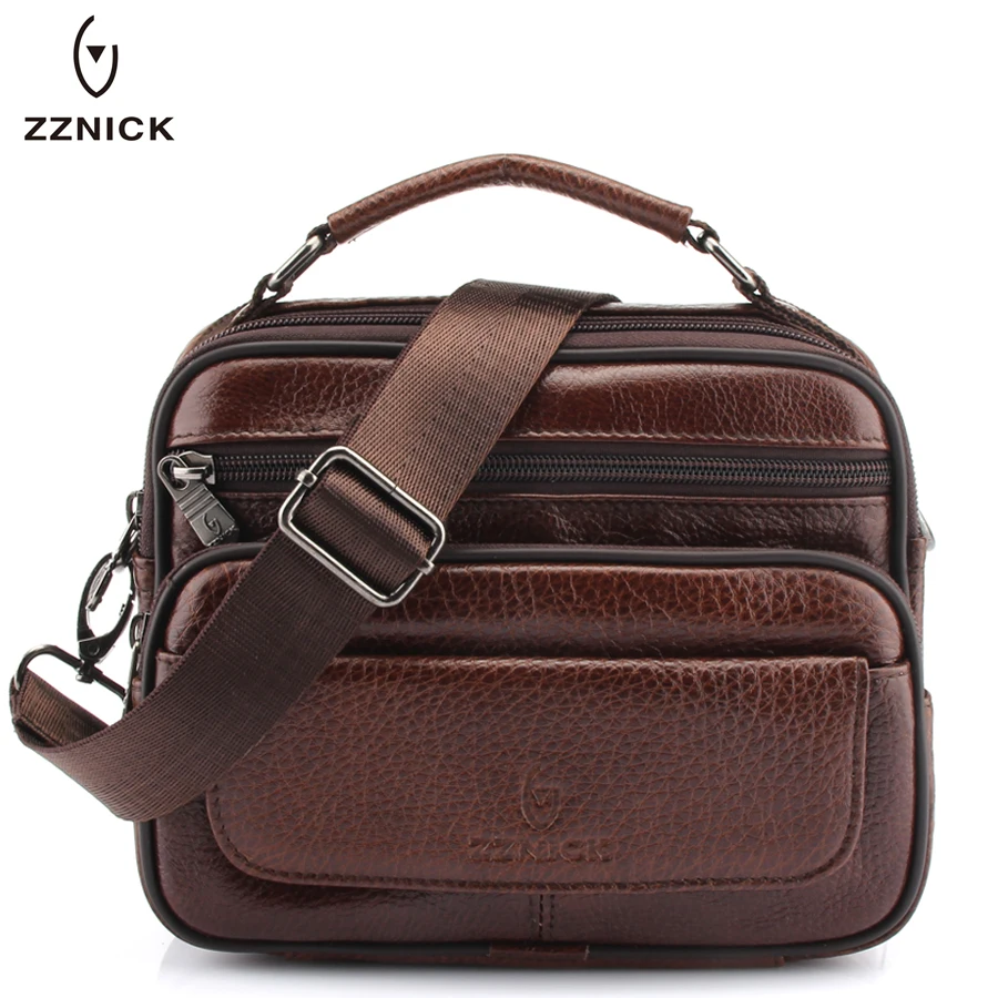 ZZNICK 2021 New Men Bag Small Genuine Cowhide Leather Shoulder Messenger Bags Travel Crossbody Handbags |