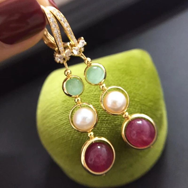 Серьги-капли Yuaner 14K gold Sprite с опалом и натуральной клубникой SPAR 8-9 мм серьги ручной