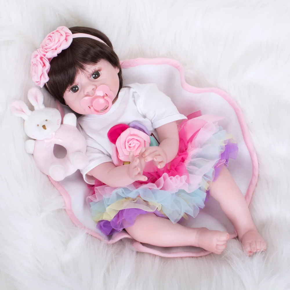 22 &quotДевочка Кукла reborn ткань тело babie с бутылочка соской Bebe живой bonecas подарок
