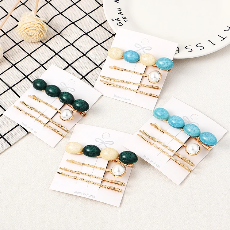 4Pcs/Set Fashion Pearl Hair Clip For Women Girls Elegant Beauty tiara Barrette Stick hair pins ornaments 138243 | Украшения и