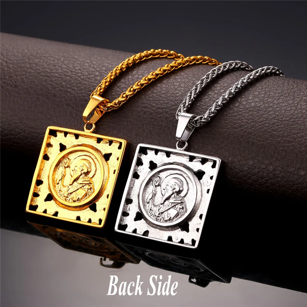 Квадратный ожерелья с тотемом и кулоны из нержавеющей стали для Для мужчин