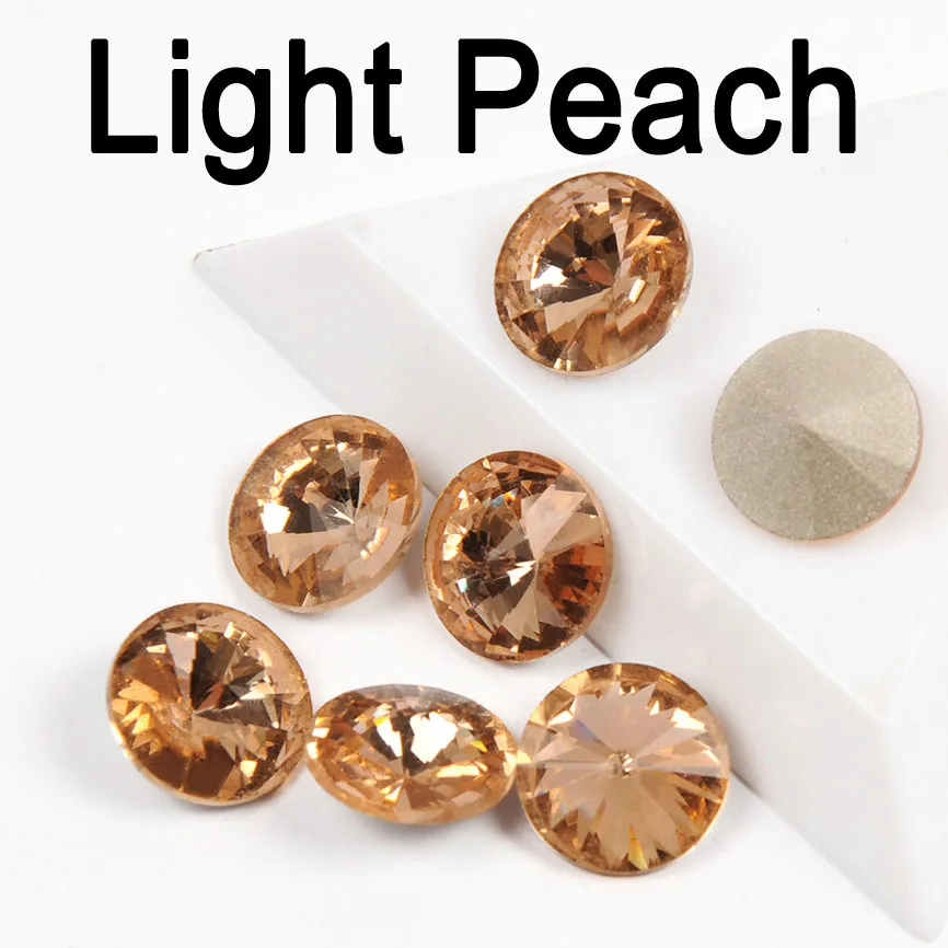 Light Peach 1122 Rivoli Strass Crystal Rhinestones Element Cabochon Round AB Fuchsia GSHA Sew on Jewelry Accessories Garment Decoration - Цвет: Light Peach