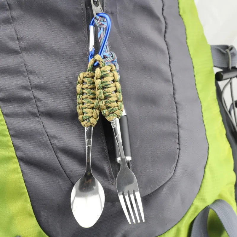 Походная посуда переносная вилка из нержавеющей стали ложка с Паракордом