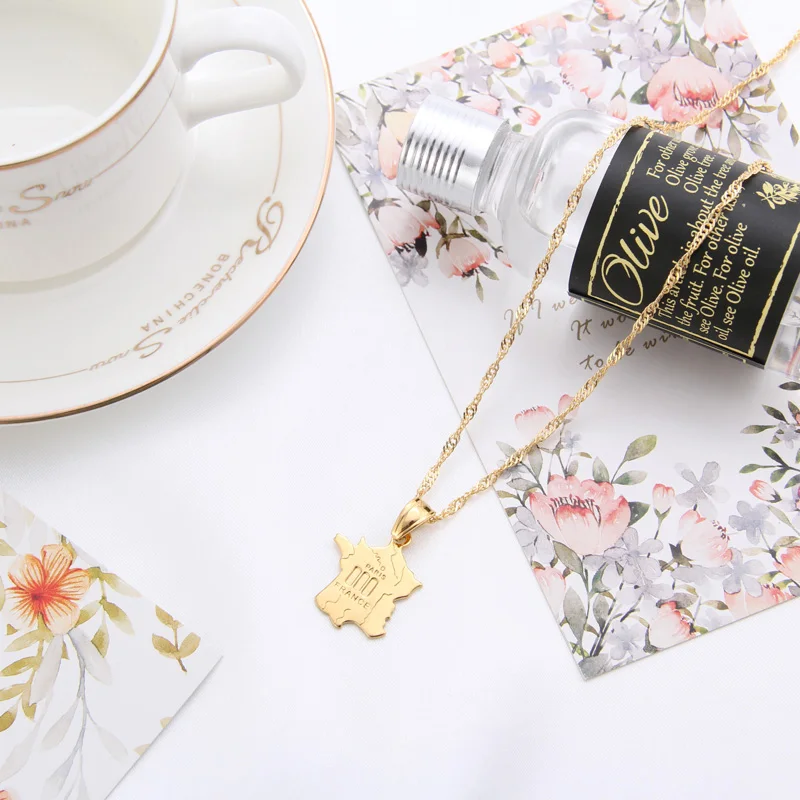 Модные ювелирные изделия Shamty Pure Gold персонализированная французская карта