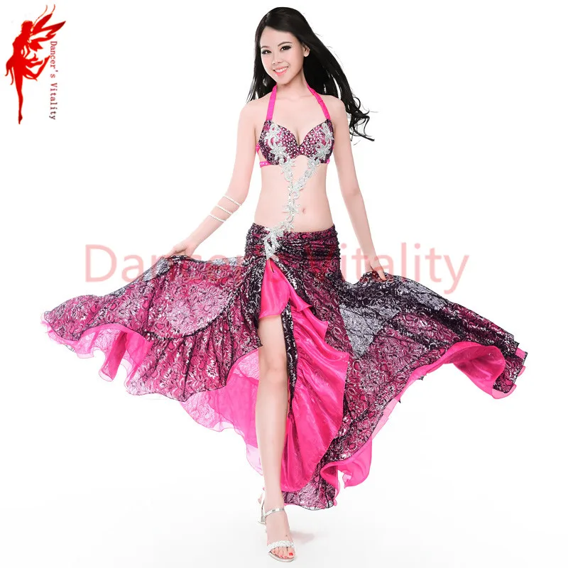 Lady belly dance performance suit stones bra+satin skirt+arms set for women clothes SML | Тематическая одежда и униформа