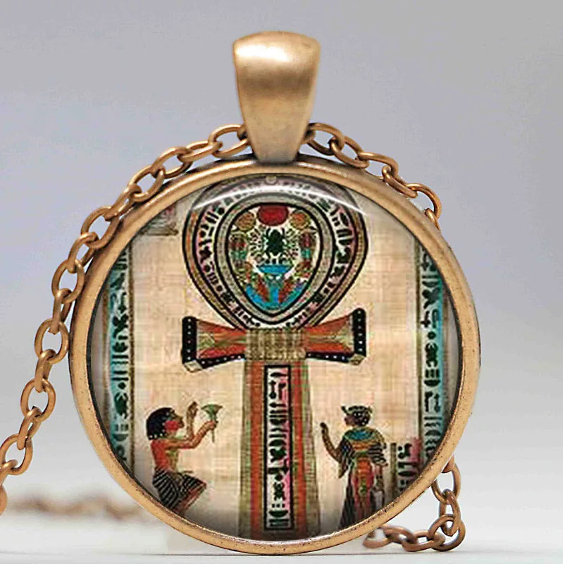 Классическое старинное египетское ожерелье на Анкх колие винтажное