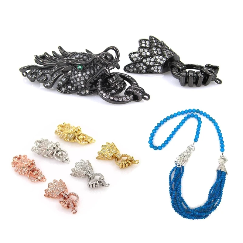 Застежка в виде головы дракона с микро-белым фианитом | Украшения и аксессуары