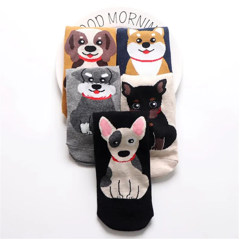 Модные хлопковые носки с героями мультфильмов, женские корейские милые носки с принтом собаки Kawaii, повседневные забавные носки для женщин и девочек Meias Harajuku