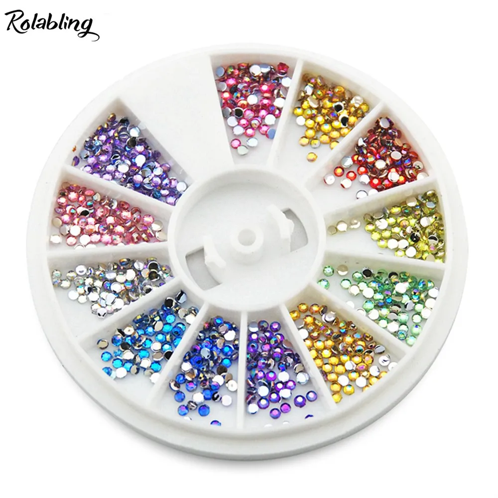 Round Rhinestones Украшения для ногтей Стразы сушеные цветы лист аксессуары для ногтей 3D дизайн аксессуары камни Кристаллы принадлежности для маникюра - Цвет: Round Rhinestones