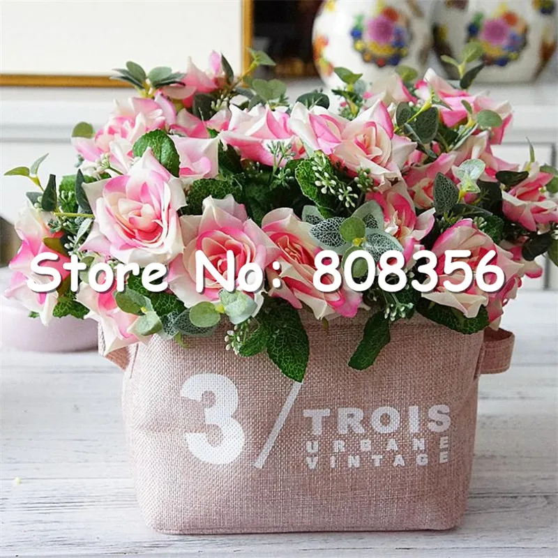 Искусственная крутящаяся Роза (5 головок/бутон) имитация роз с пластиковыми