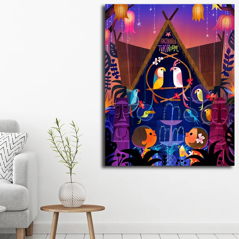 Sing Like A Tiki Bird Enchanted Tiki Room Canvas Posters Prints Wall Art Painting Decorative Picture Modern Home Decoration HD