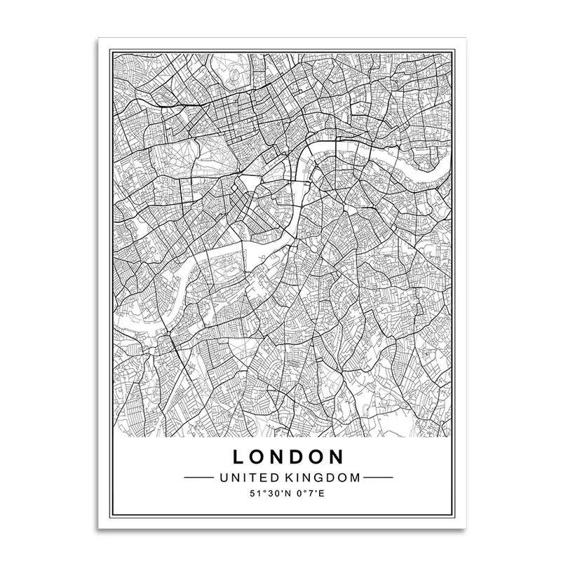 LONDON Скандинавская Минималистичная карта всемирно известных городов, картины на холсте, Берлинские, Oslo, плакат, печать, настенные художественные картины для гостиной, домашний декор - Цвет: LONDON