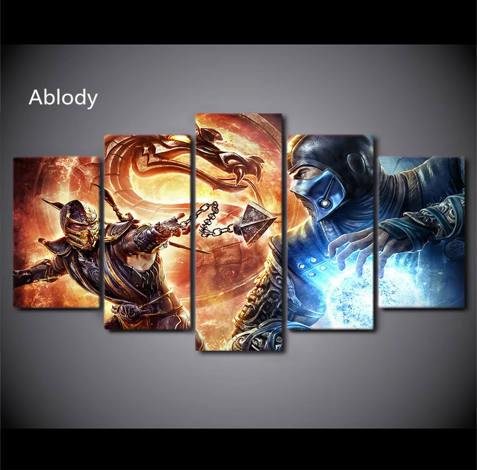 5 шт Wall Рисунок нанесенный комиксов Звездные войны игры плакат Mortal Kombat Холст