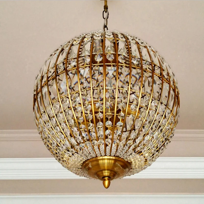 Американский стиль деревенский индастриал хрустальный шар подвесной светильник