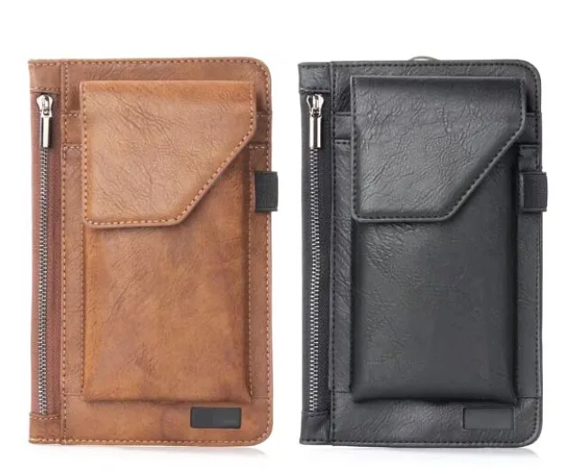 Hook Loop Belt Clip Card Pouch Dual Mobile Phone Leather Case For Galaxy Note9/A8 (2018)/A8+ (2018),Wiko View/View Prime images - 6