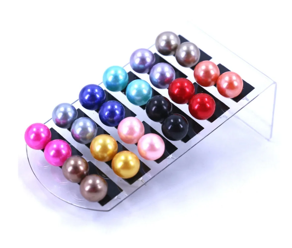 10mm 12 Pairs/Set Women Simulated Pearl Bohemian Earring Stud Earrings for Boucle D'oreille Men Jewelry Brincos 2018 | Украшения и