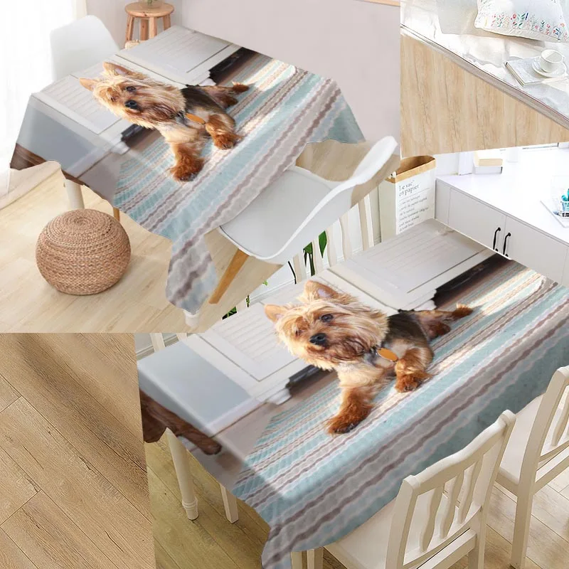 tablecloth Новое поступление на заказ водоотталкивающая скатерть йоркширского терьера из ткани Оксфорд прямоугольная скатерть для дома вечерние скатерти - Цвет: tablecloth
