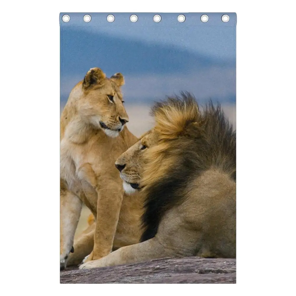 Занавески с изображением Льва затемняющие панели втулки разделитель для комнаты