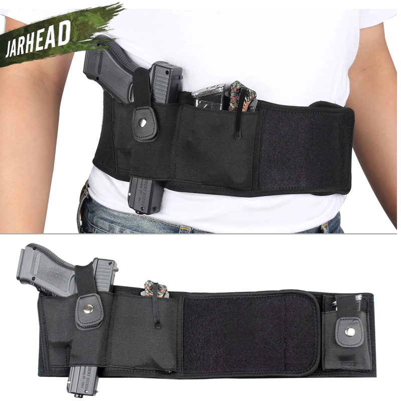 

Universal Tactical Belly Band Holster Concealed Carry Pistol Gun Pouch Waist Bag Invisible Elastic Girdle Belt for Outdoor Hunt