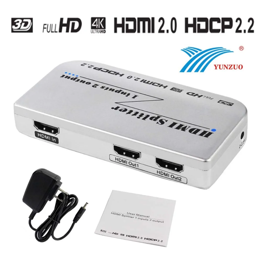 HDMI сплиттер 1X2 4Kx2K @ 60 Гц 1 вход 2 выхода Full HD 1080 p Поддержка HDCP 0 Видео Аудио конвертер