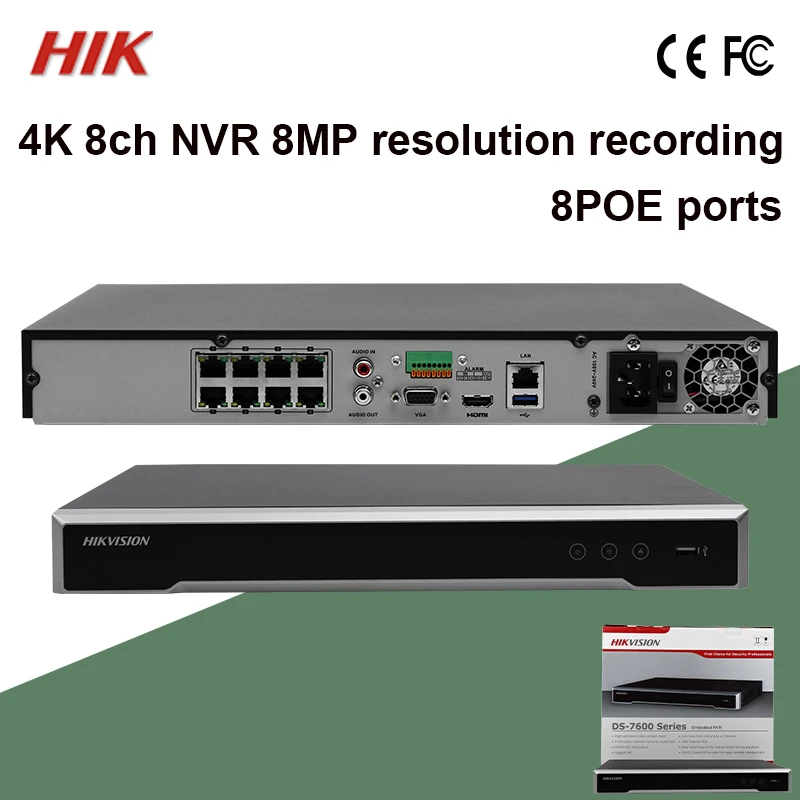 В наличии DS 7608NI K2/8P оригинальный Hik 8ch 8MP NVR 4K H.265 + 8POE CCTV рекордер 2SATA сигнализация