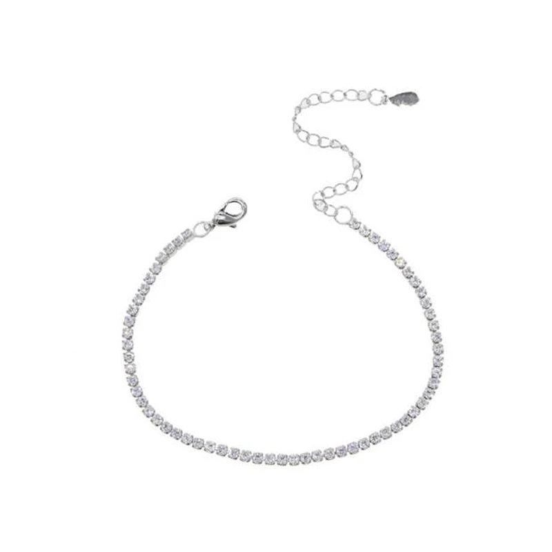 Silver color white C Горячая очарование теннис CZ Циркон Радуга браслет для женщин роскошный многоцветный кристалл браслет золото серебро пара ювелирных изделий - Окраска металла: Silver color white C