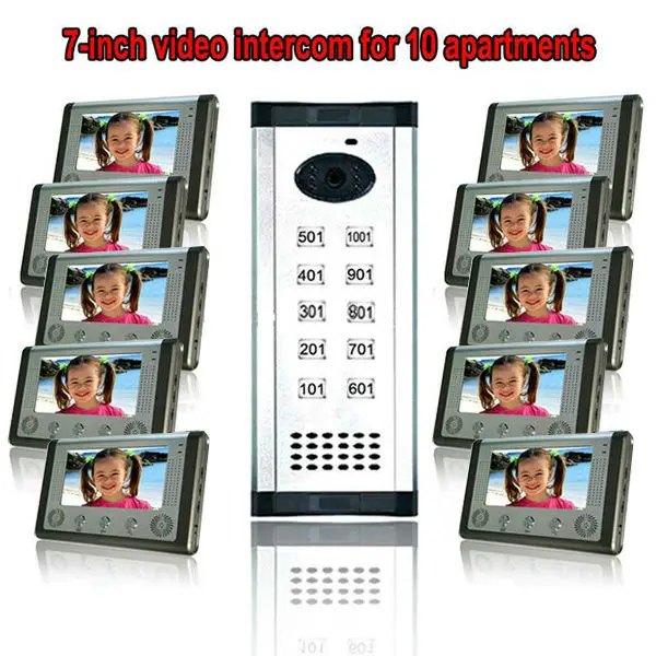 7 &quotTFT-LCD Бесплатная беспокоить проводной аудио-видео домофон система с ночного