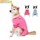 Симпатичный комбинезон PAWZRoad для домашних животных, одежда для маленьких собак, пижама, розовая, синяя одежда для кошек, рубашка с принтом лап, костюм для собак и щенков, дышащий