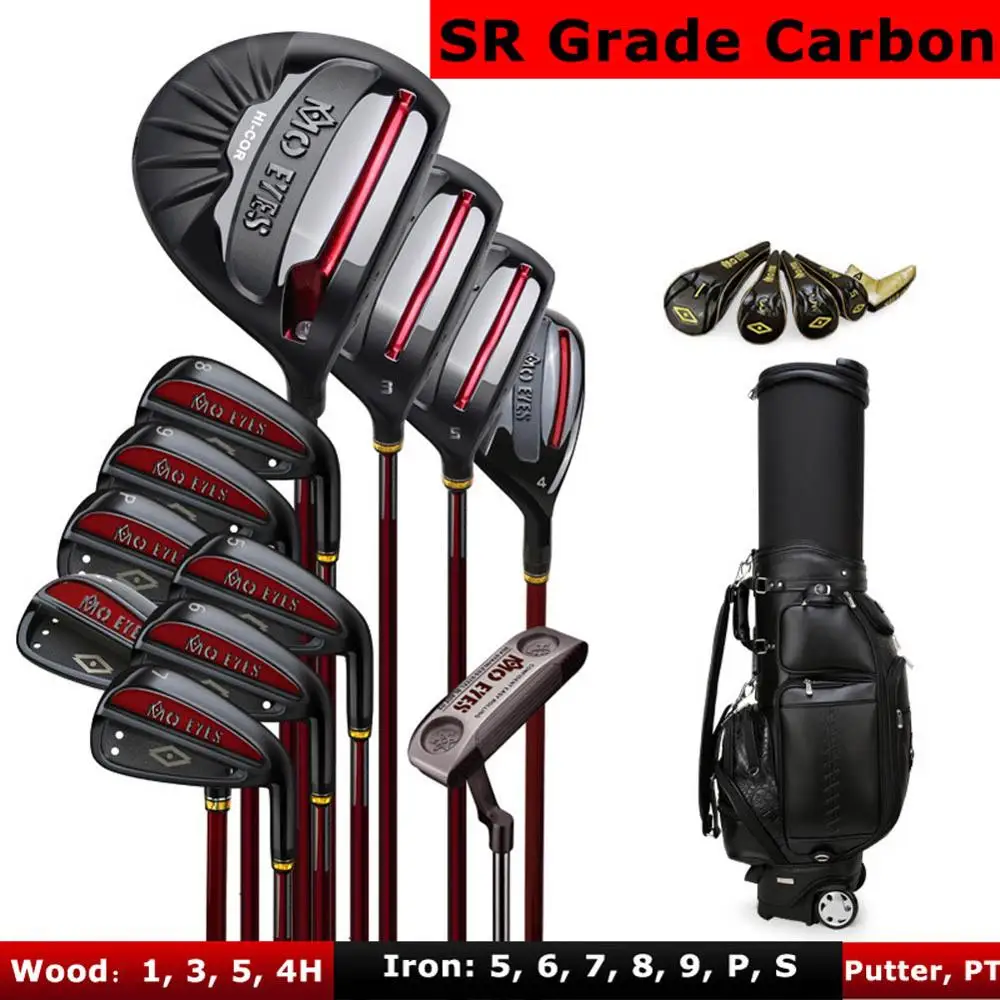BK Carbon SR Grade Mo Eyes 12 шт./компл. полный титановый сплав клюшка для гольфа набор с сумкой - Цвет: BK Carbon SR Grade