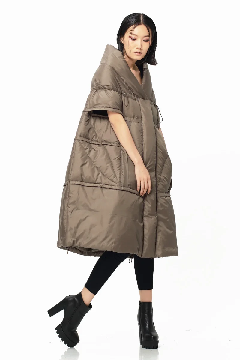 Женский пуховик LYNETTE'S Белый свободный на шнурке с белым гусиным пухом Осень