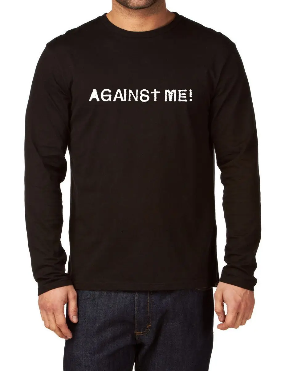 Черная новая футболка с длинным рукавом и логотипом Against Me | Мужская одежда