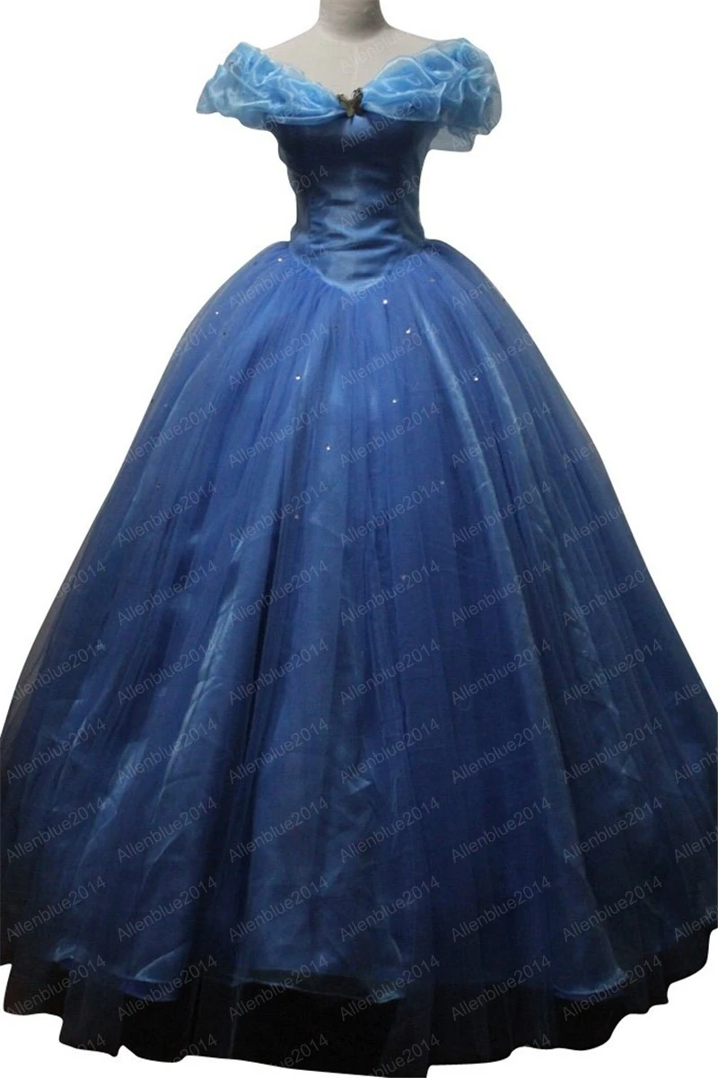 Новинка 2017 года косплей костюм песчаной принцессы Золушки для взрослых голубого