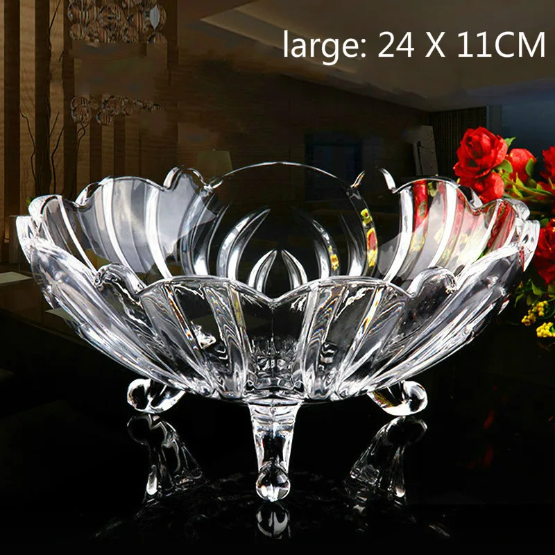 1PCS large 4 шт./компл. Европейский Креативный Настольный Хрустальная стеклянная Фруктовая тарелка, гостиная, журнальный столик, конфеты, снек, тарелка с высокой пластиной ZP12241703 - Цвет: 1PCS large