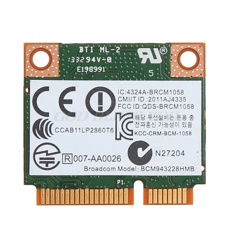 Двухдиапазонная 2,4+ 5G 300M 802.11a/b/g/n WiFi Bluetooth 4,0 Беспроводная мини карта PCI-E для BCM943228HMB hp SPS 718451-001