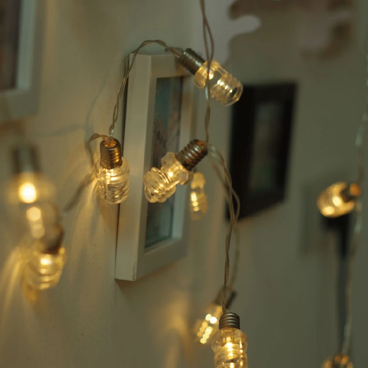 Decorative Lights Kids U Type Transparent Bulb Christmas Garland Battery 20 Leds Night Guirlande String Chain Flasher | Лампы и