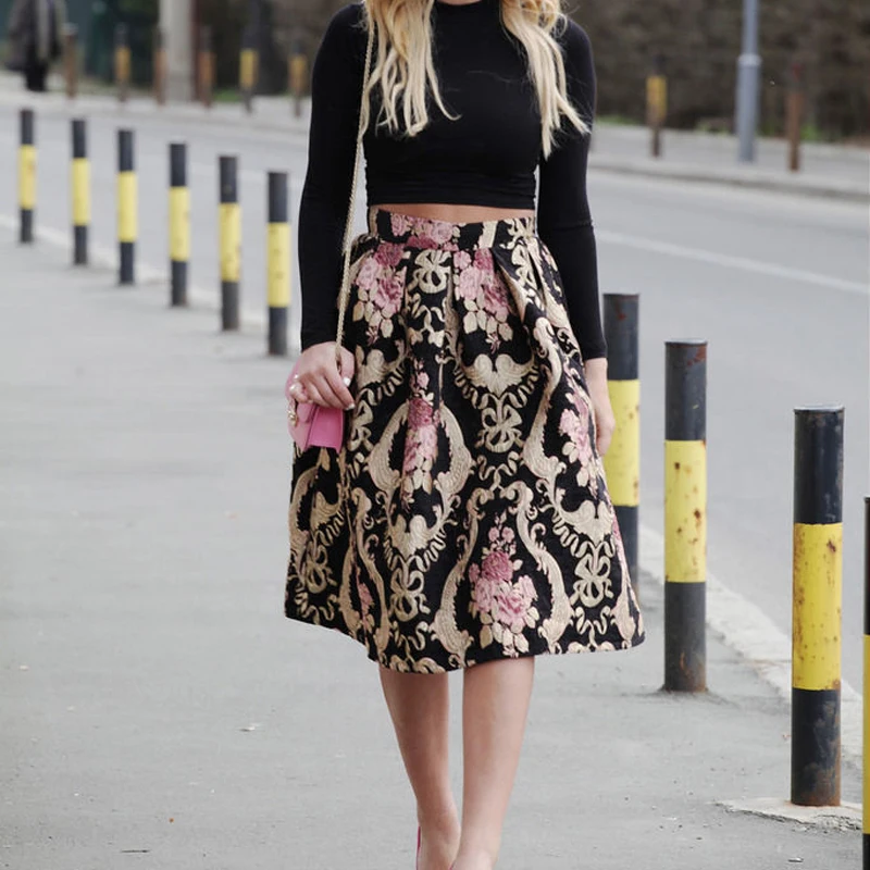 Женская длинная юбка стрейч Повседневная винтажная с завышенной талией лето