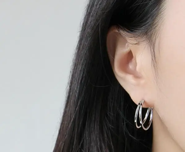 silver SHANICE двухслойные женские серьги-кольца из стерлингового серебра 925 пробы золотого цвета, высококачественные свадебные ювелирные изделия с большой петлей - Окраска металла: silver