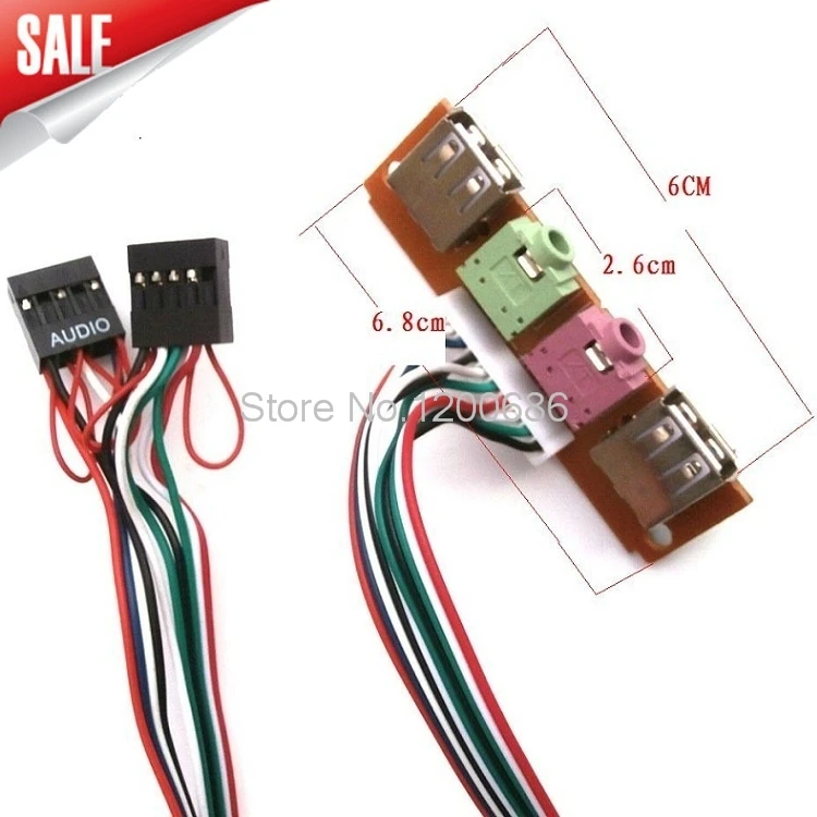 Плата расширения материнской платы 6 8 см с передней панелью USB 2 0 + 3 5 мм |