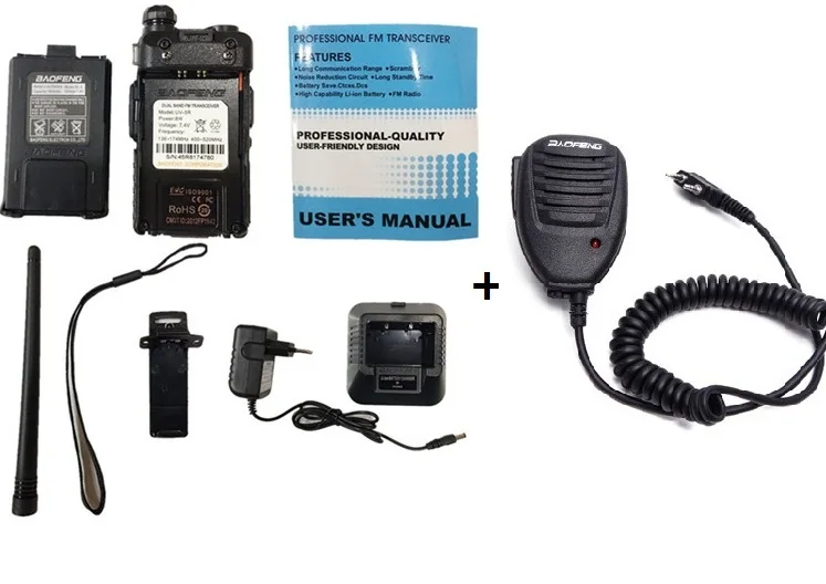 add MIC Высокая мощность 8 Вт BAOFENG UV-5R рация радио UHF VHF трансивер UV 5R сканер CB радиостанции Рыбалка Охота передатчик - Цвет: add MIC
