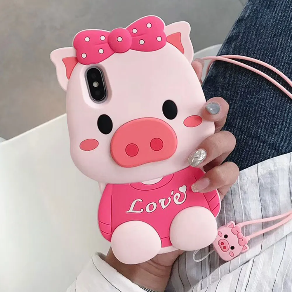 Lovely Soft Case For iPhone X XR XS 10 MAX Cover Piggy 8 Plus 7Plus 6 6s Cute Phone Fundas Coque |