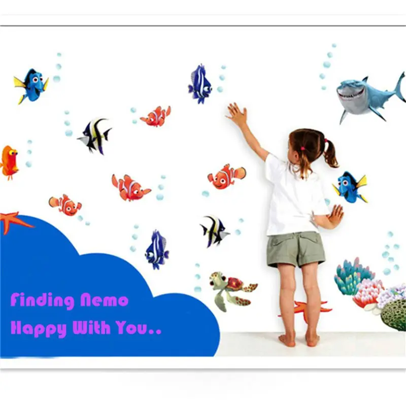 3d-фотообои с рисунком разноцветной морской рыбы | Дом и сад