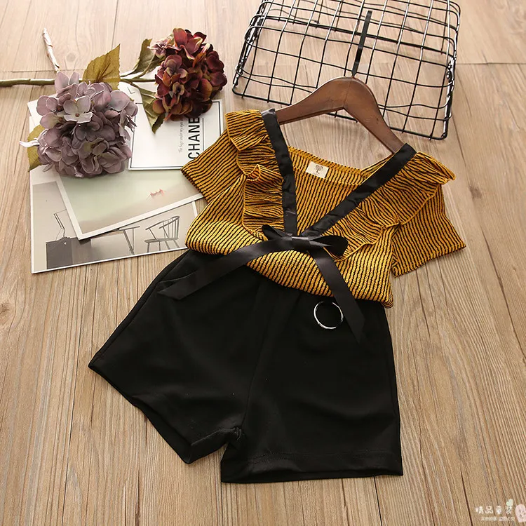 Детский комплект 2018 летняя одежда для девочек Новые Симпатичные древесины уха