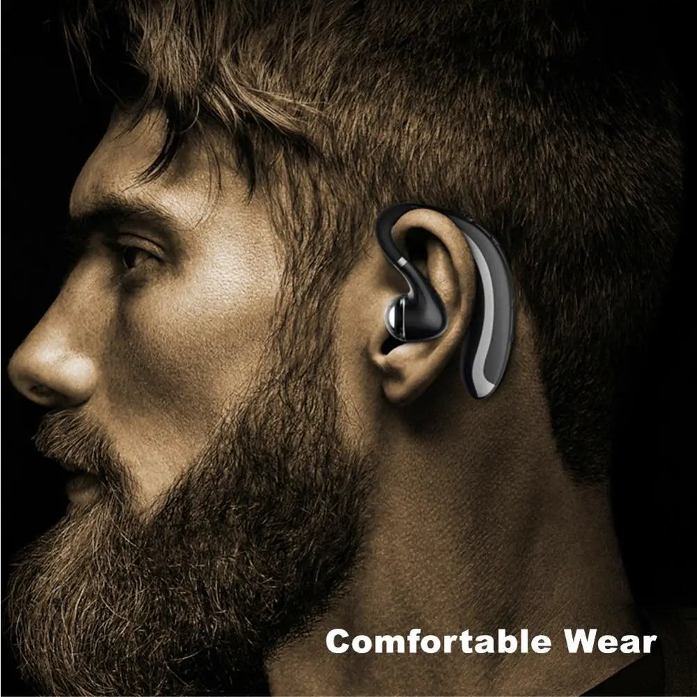 Шумоподавляющие Bluetooth наушники беспроводные водонепроницаемые с ушным крючком