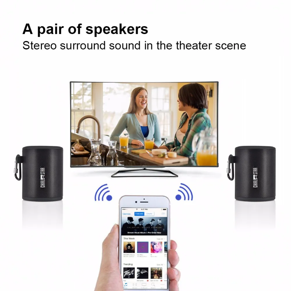 TWS динамик s двойной драйвер беспроводной Bluetooth светодиодный свет для наружного