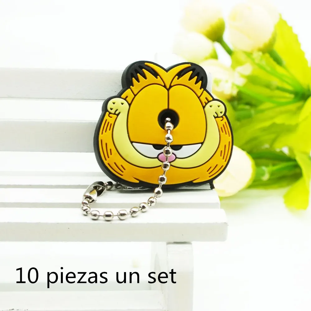 10 Garfield 10 шт. в наборе, брелок для ключей с животными, мультяшный брелок, аниме, Марио, Гарфилд, брелок для ключей, супер ее брелок для ключей, детский брелок для ключей с автомобилем - Цвет: 10 Garfield