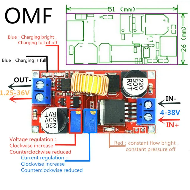 Original 5A DC to CC CV Lithium Battery Step down Charging Board Led Power Converter Charger Down Module XL4015 | Электроника